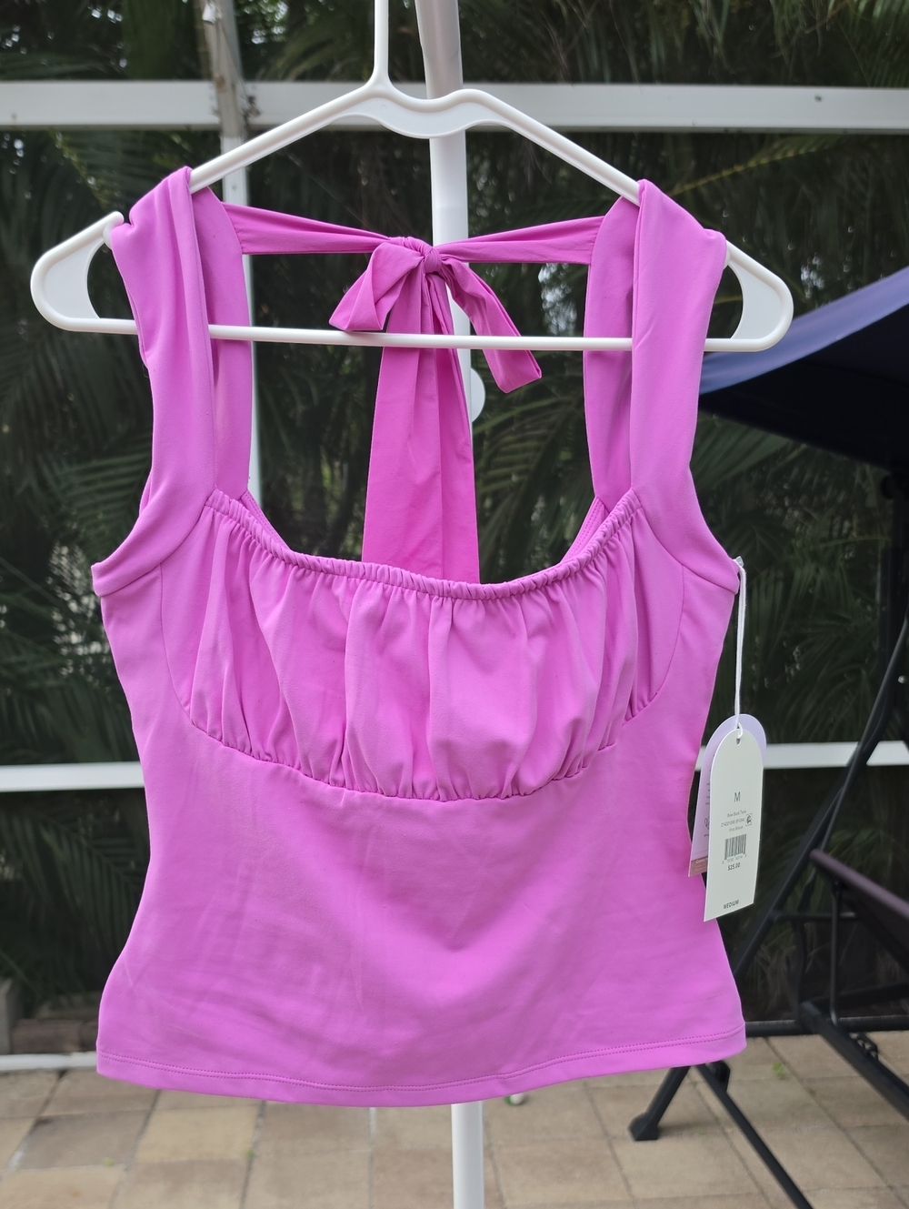 BLOGILATES Fuchsia Bow Back Tank Top